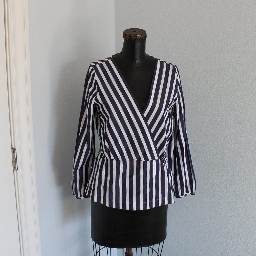 J.Crew Striped Navy and White Top